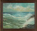 STORMY SEA'S , ANTRIM COAST by Kieran McGoran at Ross's Online Art Auctions