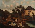 CATTLE IN A FARM YARD by English School at Ross's Online Art Auctions