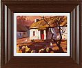 HENS BY A THATCHED COTTAGE by John J. at Ross's Online Art Auctions