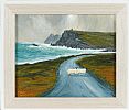 SHEEP ON THE ROAD TO GLEN HEAD, DONEGAL by Sean Loughrey at Ross's Online Art Auctions