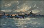 CITY AT THE EDGE OF THE LOUGH by Irish School at Ross's Online Art Auctions