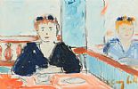 IN THE CAFE by Con Campbell at Ross's Online Art Auctions