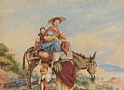 MOTHER WITH CHILDREN ON A DONKEY by Continental School at Ross's Online Art Auctions