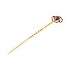 GOLD PINK STONE STICK PIN at Ross's Online Art Auctions