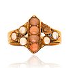 18CT GOLD PEARL & CORAL RING at Ross's Online Art Auctions