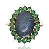 9CT GOLD OPAL TRIPLET & EMERALD RING at Ross's Online Art Auctions