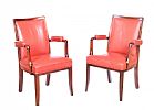 PAIR OF LEATHER UPHOLSTERED ARMCHAIRS at Ross's Online Art Auctions