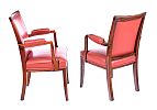PAIR OF LEATHER UPHOLSTERED ARMCHAIRS at Ross's Online Art Auctions