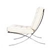 WHITE LEATHER BARCELONA STYLE CHAIR at Ross's Online Art Auctions