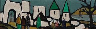 IRISH VILLAGE BY A LOUGH by Markey Robinson at Ross's Online Art Auctions