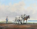 PLOUGHING ON THE ANTRIM COAST by Dennis Whitla at Ross's Online Art Auctions