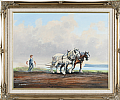 PLOUGHING ON THE ANTRIM COAST by Dennis Whitla at Ross's Online Art Auctions