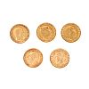 FIVE GOLD HALF SOVEREIGNS at Ross's Online Art Auctions