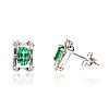 18CT WHITE GOLD EMERALD & DIAMOND EARRINGS at Ross's Online Art Auctions