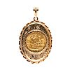 9CT GOLD MOUNTED FULL SOVEREIGN PENDANT at Ross's Online Art Auctions