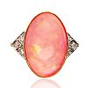18CT GOLD PINK OPAL & DIAMOND RING at Ross's Online Art Auctions