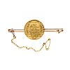 9CT GOLD 10 FRANC COIN BROOCH at Ross's Online Art Auctions