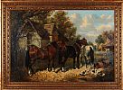 HORSES IN THE FARMYARD by John Frederick Herring JNR at Ross's Online Art Auctions