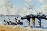 CURRACHS, INISHEER, ARAN ISLANDS, COUNTY GALWAY by Ivan Sutton at Ross's Online Art Auctions
