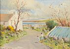COTTAGES ON THE ATLANTIC DRIVE, DONEGAL by Maurice Canning Wilks ARHA RUA at Ross's Online Art Auctions