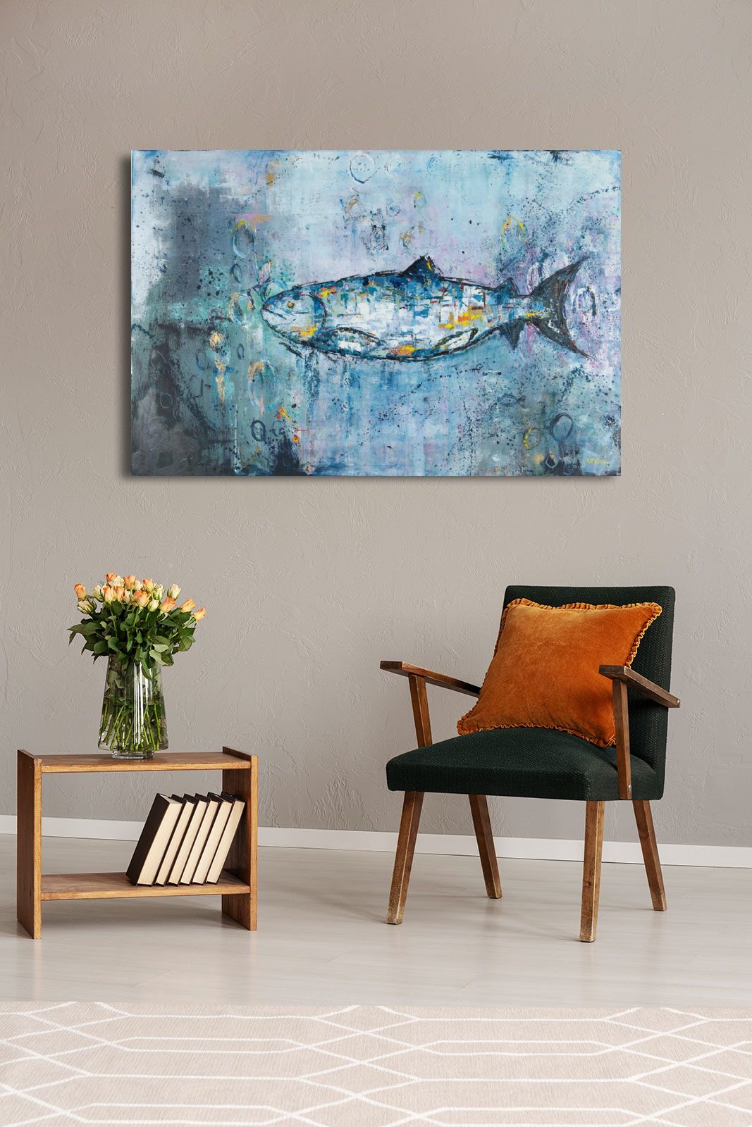 BIG BLUE FISH by Anna McKeever at Ross's Online Art Auctions