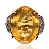 18CT GOLD CITRINE & DIAMOND RING at Ross's Online Art Auctions