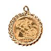 9CT GOLD MOUNTED HALF SOVEREIGN at Ross's Online Art Auctions