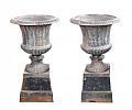 FINE PAIR OF LARGE ANTIQUE CAST IRON URNS at Ross's Online Art Auctions