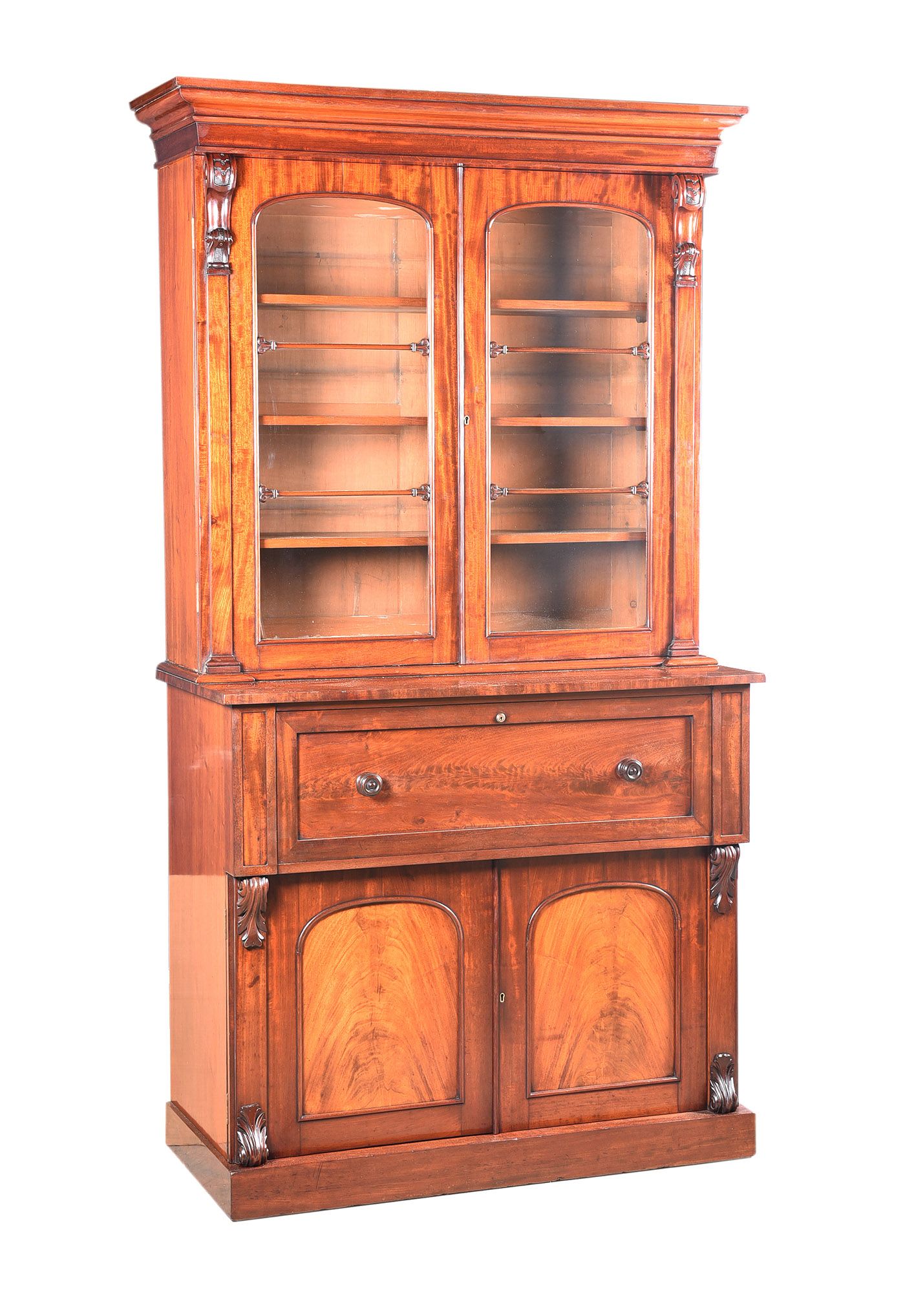 FINE VICTORIAN MAHOGANY SECRETAIRE BOOKCASE at Ross's Online Art Auctions