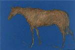 BROWN HORSE ON BLUE by Con Campbell at Ross's Online Art Auctions