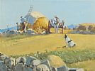 LIFTING HAY ROUNDSTONE, CONNEMARA by Cecil Maguire RUA at Ross's Online Art Auctions