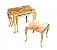 THREE ONYX & BRASS TEA TABLES at Ross's Online Art Auctions