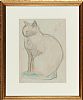 CAT ON A BLUE RUG by Gerard Dillon at Ross's Online Art Auctions
