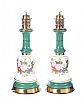 PAIR OF VICTORIAN PORCELAIN & BRASS TABLE LAMPS at Ross's Online Art Auctions