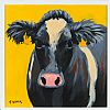 COW ON YELLOW by Ronald Keefer at Ross's Online Art Auctions