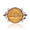 9CT GOLD MOUNTED HALF SOVEREIGN BROOCH at Ross's Online Art Auctions