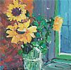 SUNFLOWERS ON A WINDOW SILL by Sean Lorinyenko at Ross's Online Art Auctions