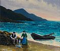 FISHING FOLK WEST OF IRELAND by Sean Loughrey at Ross's Online Art Auctions