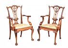 FINE PAIR OF PIERCED BACK MAHOGANY ARMCHAIRS at Ross's Online Art Auctions