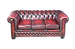 DEEP BUTTONED OXBLOOD LEATHER THREE SEATER SETTEE at Ross's Online Art Auctions
