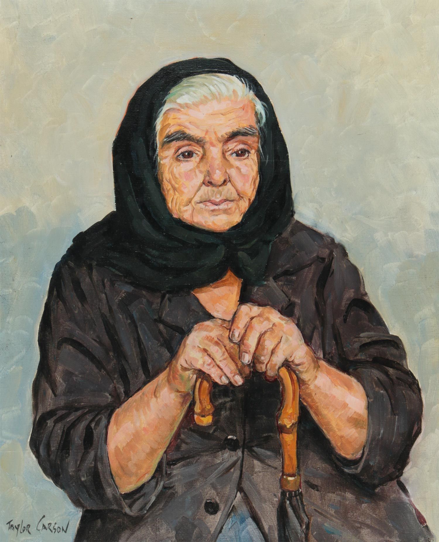 OLD WOMAN, CORFU by Robert Taylor  Carson RUA at Ross's Online Art Auctions
