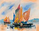 BOATS PORTMAGEE HARBOUR COUNTY KERRY by Niall Campion at Ross's Online Art Auctions