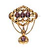 ANTIQUE GOLD-TONE AMETHYST BROOCH at Ross's Online Art Auctions
