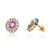 18CT WHITE GOLD PINK SAPPHIRE & DIAMOND EARRINGS at Ross's Online Art Auctions