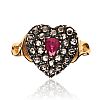 18CT GOLD RUBY & DIAMOND HEART RING at Ross's Online Art Auctions