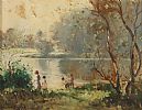 CHILDREN BY THE RIVER LAGAN by Maurice Canning Wilks ARHA RUA at Ross's Online Art Auctions