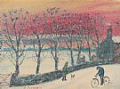 CYCLING THROUGH THE SNOW by James Downie at Ross's Online Art Auctions