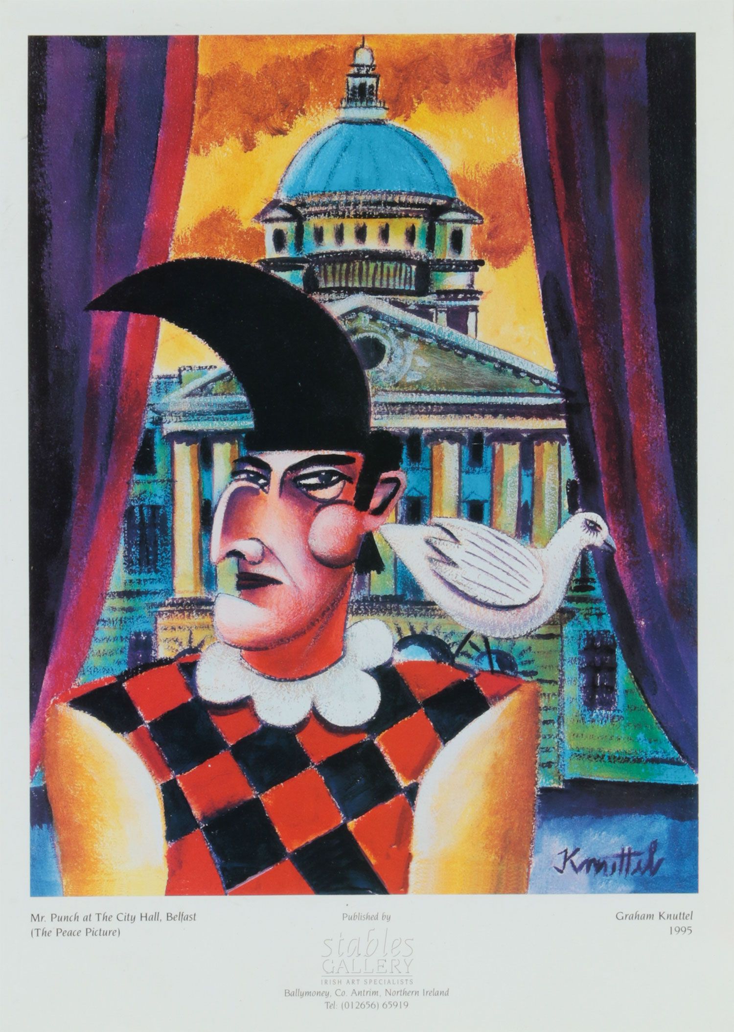 MR PUNCH AT BELFAST CITY HALL (THE PEACE PICTURE) by Graham Knuttel at Ross's Online Art Auctions