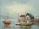 HARBOURED BOATS by W. Jones at Ross's Online Art Auctions