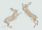 BOXING HARES by Anne Jolivet at Ross's Online Art Auctions